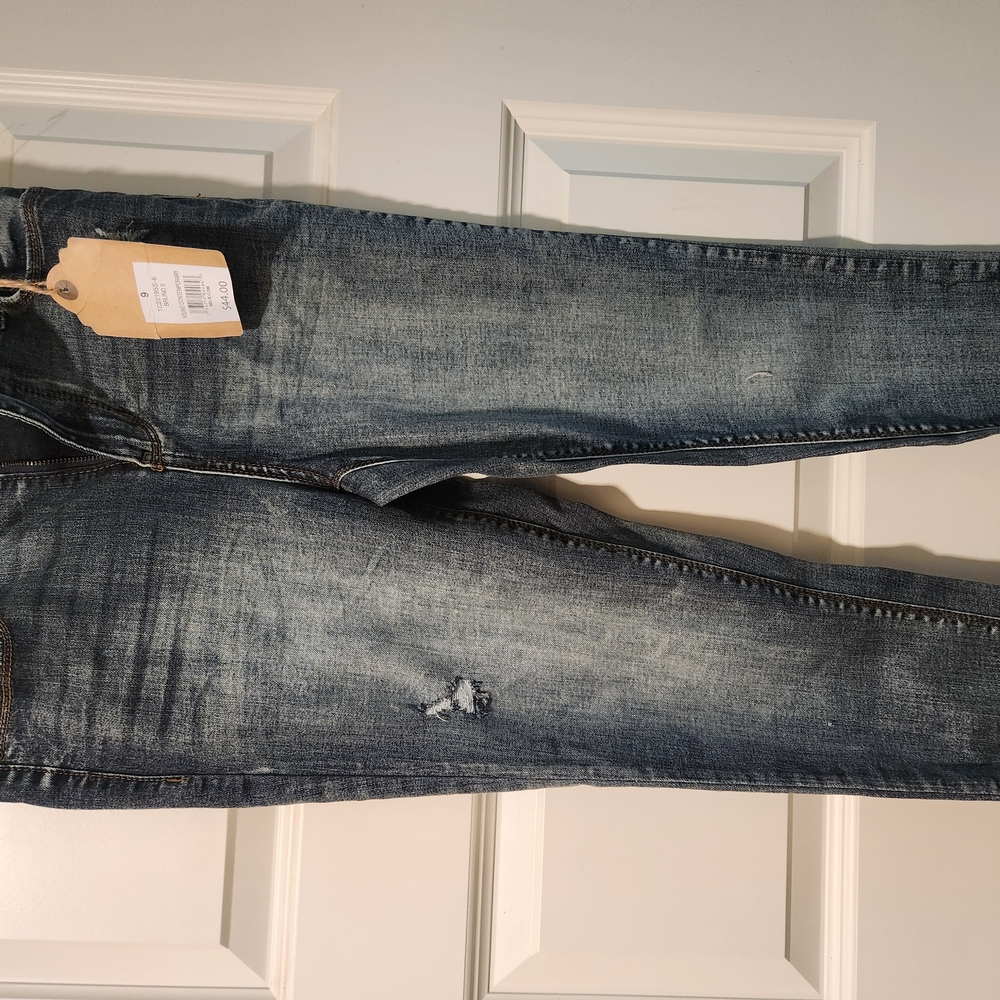 True Craft Blue Straight Leg Jeans with Vintage Distressing